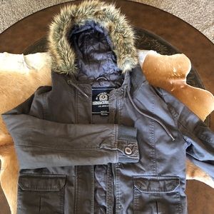 Detachable fur hooded coat